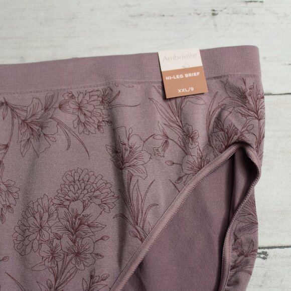 Ambrielle Women's High Cut Leg Brief Panties Size XXL 9 Floral - Picture 3 of 5